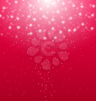 Illustration abstract pink  illuminated background with shiny stars - vector 