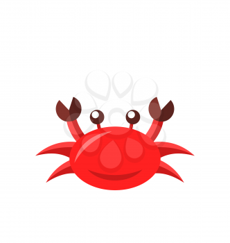 Illustration cartoon funny crab isolated on white background - vector