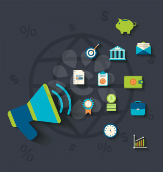 Illustration flat icons concepts on business and finance theme - vector