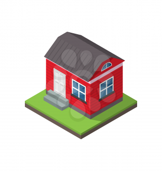 Illustration residential isometric house isolated on white background - vector