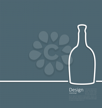 Illustration web template logo of bottle wine in minimal flat style line - vector