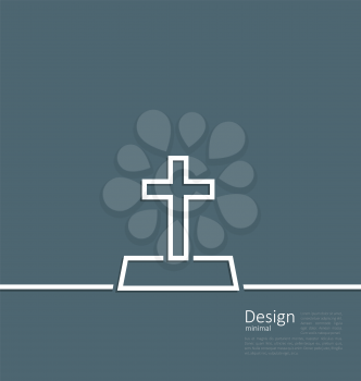 Illustration logo of gravestone in minimal flat style line - vector
