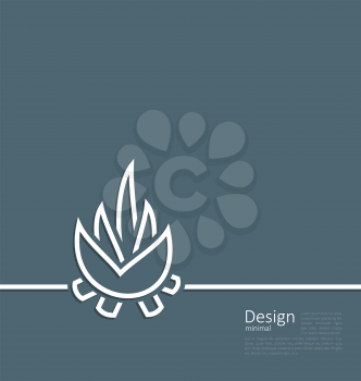 Illustration logo of bonfire, symbol of camping, simple flat style line - vector