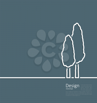 Illustration logo of cypresses in minimal flat style line - vector