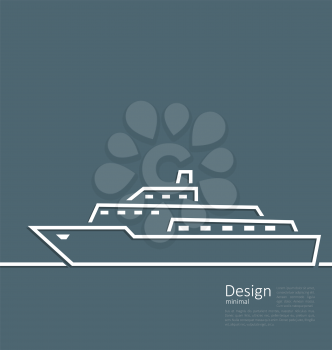 Illustration logo of ship in minimal flat style line - vector