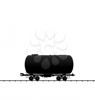 Illustration petroleum cistern wagon freight railroad train, black transportation icon - vector