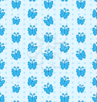 Illustration Seamless Pattern with Hand Drawn Butterflies - Vector