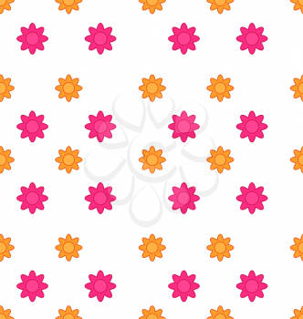 Illustration Seamless Texture with Flowers, Elegance Child Pattern - Vector