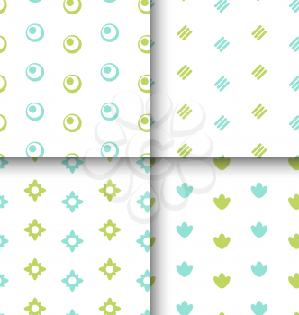 Set Seamless Pattern with Geometric Texture, Colorful Kid Pattern - Vector