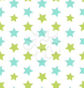 Illustration Seamless Texture with Colorful Stars, Elegance Kid Pattern - Vector
