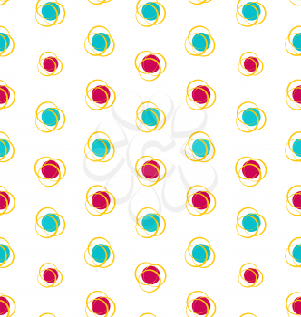 Illustration Abstract Seamless Texture with Colorful Objects, Elegance Kid Pattern - Vector