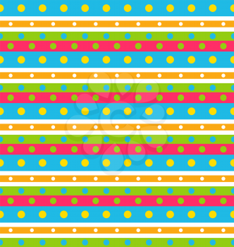 Illustration Seamless Geometric Pattern with Stripes and Circles, Retro Background - Vector