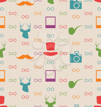 Illustration Hipster Seamless Texture, Pattern with Vintage Colors - Vector