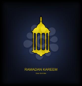 Illustration Golden Fanoos on Dark Background for Ramadan Kareem - Vector