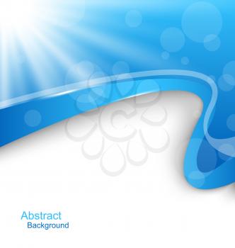 Illustration Abstract Wavy Background with Blue Rays - Vector