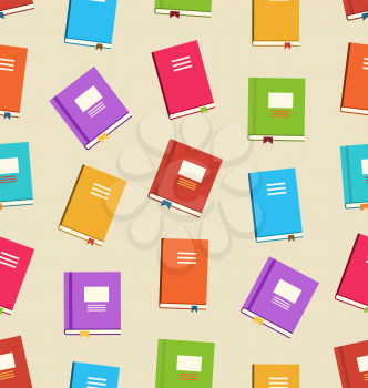 Illustration Seamless Pattern of Books for Education, Colorful Flat Icons of Textbooks - Vector