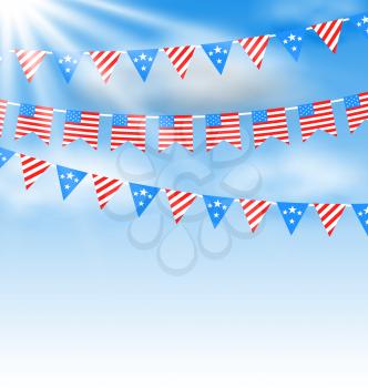 Illustration Bunting Garlands in Traditional American Colors for Independence Day - Vector