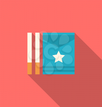 Illustration Package Boxes and Cigarettes with Long Shadows, Minimal Flat Icons - Vector