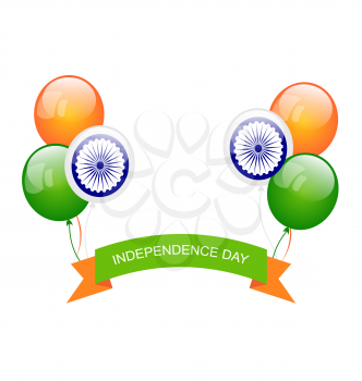Illustration Balloons in Traditional Tricolor of Indian Flag for Independence Day - Vector