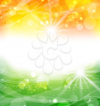 Illustration Abstract Background in Traditional National Colors of Flag for Indian Holidays - Vector