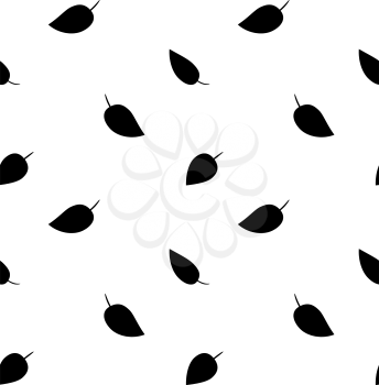 Illustration Seamless Wallpaper of Silhouettes of leaves, Black Leaves Isolated on White Background - Vector