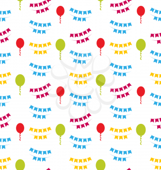 Illustration Seamless Pattern with Bunting Party Flags for Your Designs (Birthday Party, Wedding Celebration, Wrapping Paper, Textile, Wallpaper) - Vector
