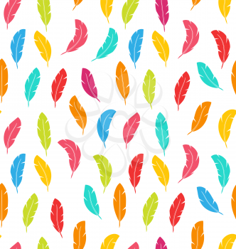Illustration Seamless Pattern of Multicolored Feathers for Modern Wallpaper Textile - Vector