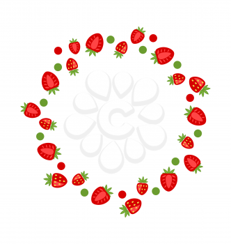 Illustration Abstract Frame Made of Strawberry Isolated on White Background - Vector