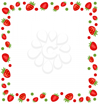 Illustration Ornamental Frame Made of Strawberry with Copy Space for Your Text - Vector