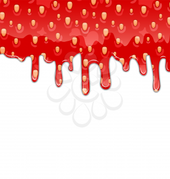 Illustration Drips of Strawberry Jam on White Background - Vector