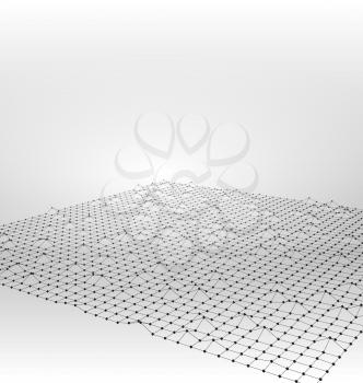 Illustration Wireframe Area Mesh Polygonal Surface, Futuristic Technology Background - Vector
