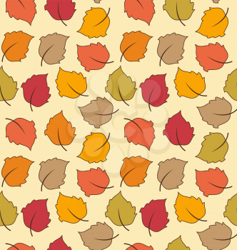 Illustration Seamless Texture of Autumn Leaves, Bright Background - Vector