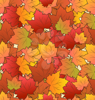 Illustration Autumn Seamless Texture of Maple Leaves, Bright Background - Vector