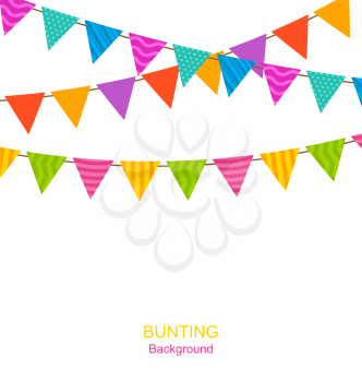 Illustration Colorful Buntings Flags Garlands for Your Holiday, Isolated on White Background - Vector