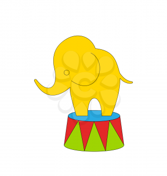Illustration Cartoon Circus Elephant Isolated on White Background - Vector