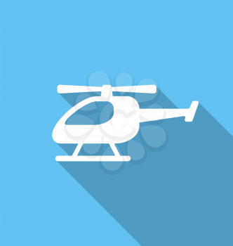 Illustration Simple Flat Icon of Helicopter with Long Shadow - Vector