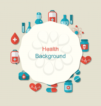 Illustration Health Background with Medical Elements Icons - Vector