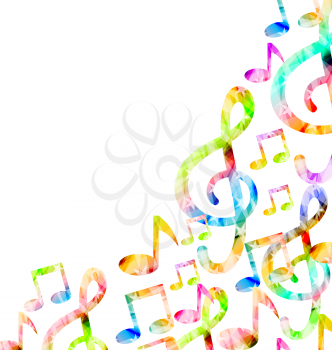 Illustration Colorful Music Background with Treble Clefs and Notes - Vector