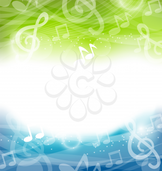 Illustration Abstract Art Background with Musical Elements, Copy Space for Your Text - Vector