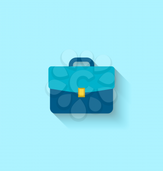 Illustration Flat Icon of Briefcase with Long Shadow, Modern Style - Vector