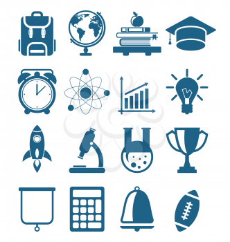 Illustration  High School and College Education Minimal Icons, Isolated on White Background - Vector