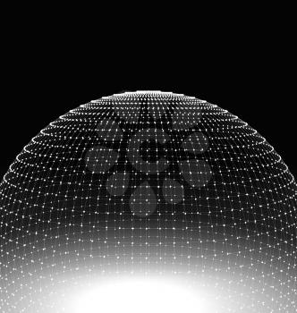 Abstract Sphere Surface Wireframe Polygonal Lines and Dots. Futuristic Technology Style - Vector