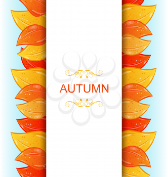 Illustration Abstract Autumn Invitation with Colorful Leaves - Vector