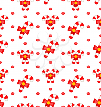 Illustration Seamless Pattern with Caramel Sticks, Christmas Texture - Vector