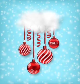 Illustration Christmas Luxury Background with Balls, Serpentine and Cloud - Vector