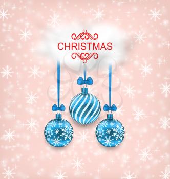 Illustration Christmas Elegance Card with Balls and Cloud - Vector