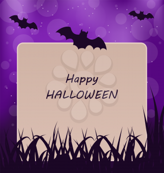 Illustration Halloween Greeting Card, Dark Background - Vector