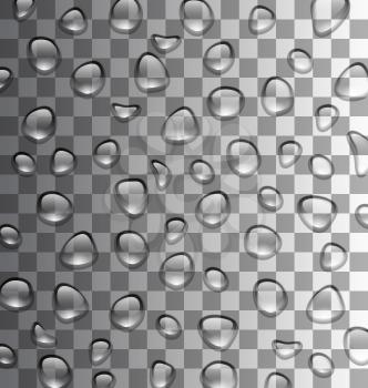 Illustration Transparent set Water Drops on Grey Background - Vector