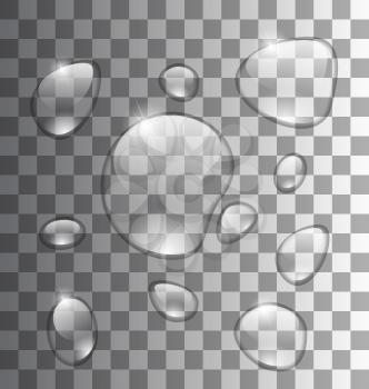 Illustration Water Abstract Grey Background with Drops - Vector