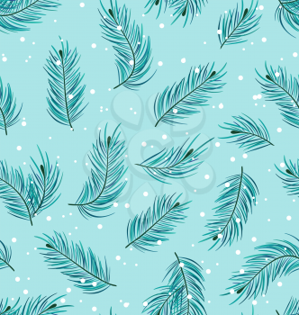 Illustration Seamless Pattern with Fir Twigs, Winter Texture - Vector